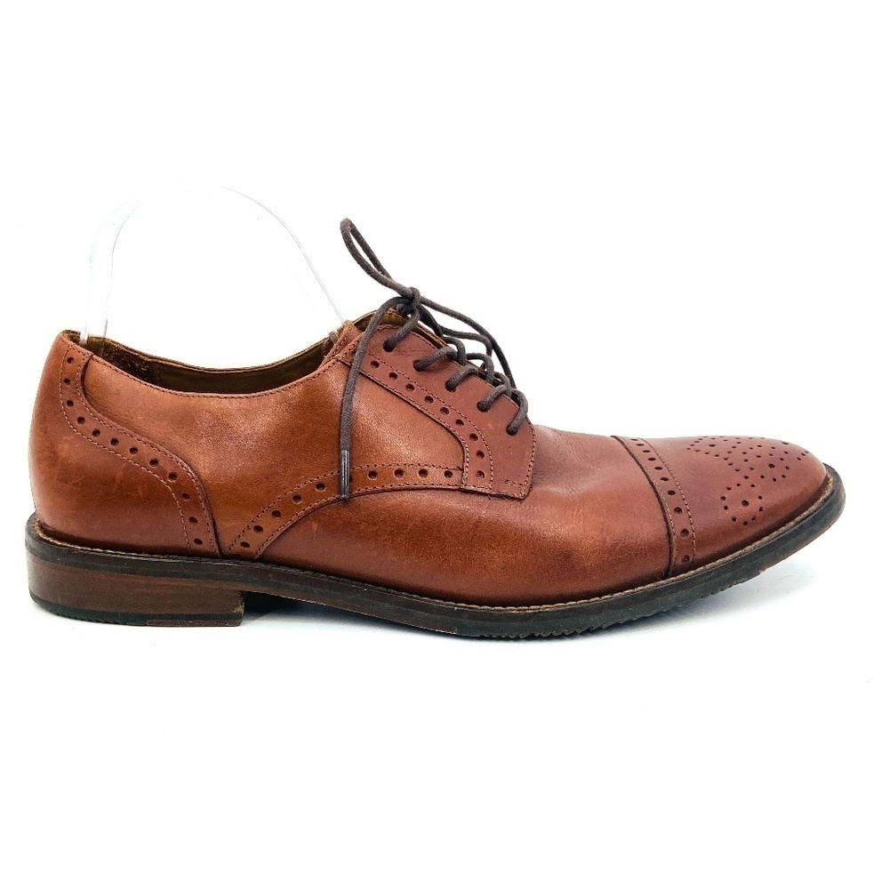 VERO CUOIO Men's Oxford Wing Tip Brown Cognac Leather Dress Shoes Size 10